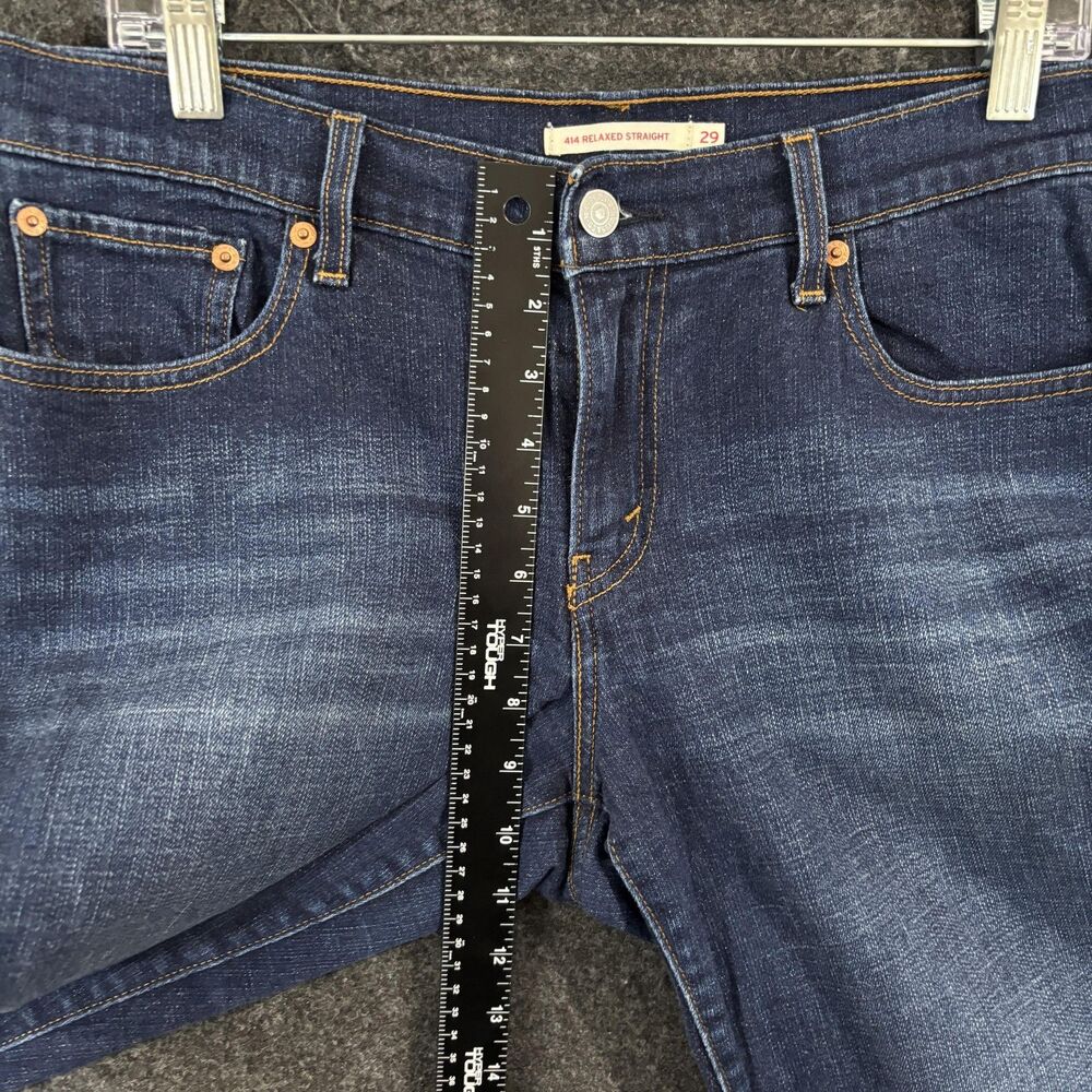 Levis 414 Relaxed Straight Jeans Women's 29x28 Blue Dark Wash Mid Rise Denim - Picture 7 of 10